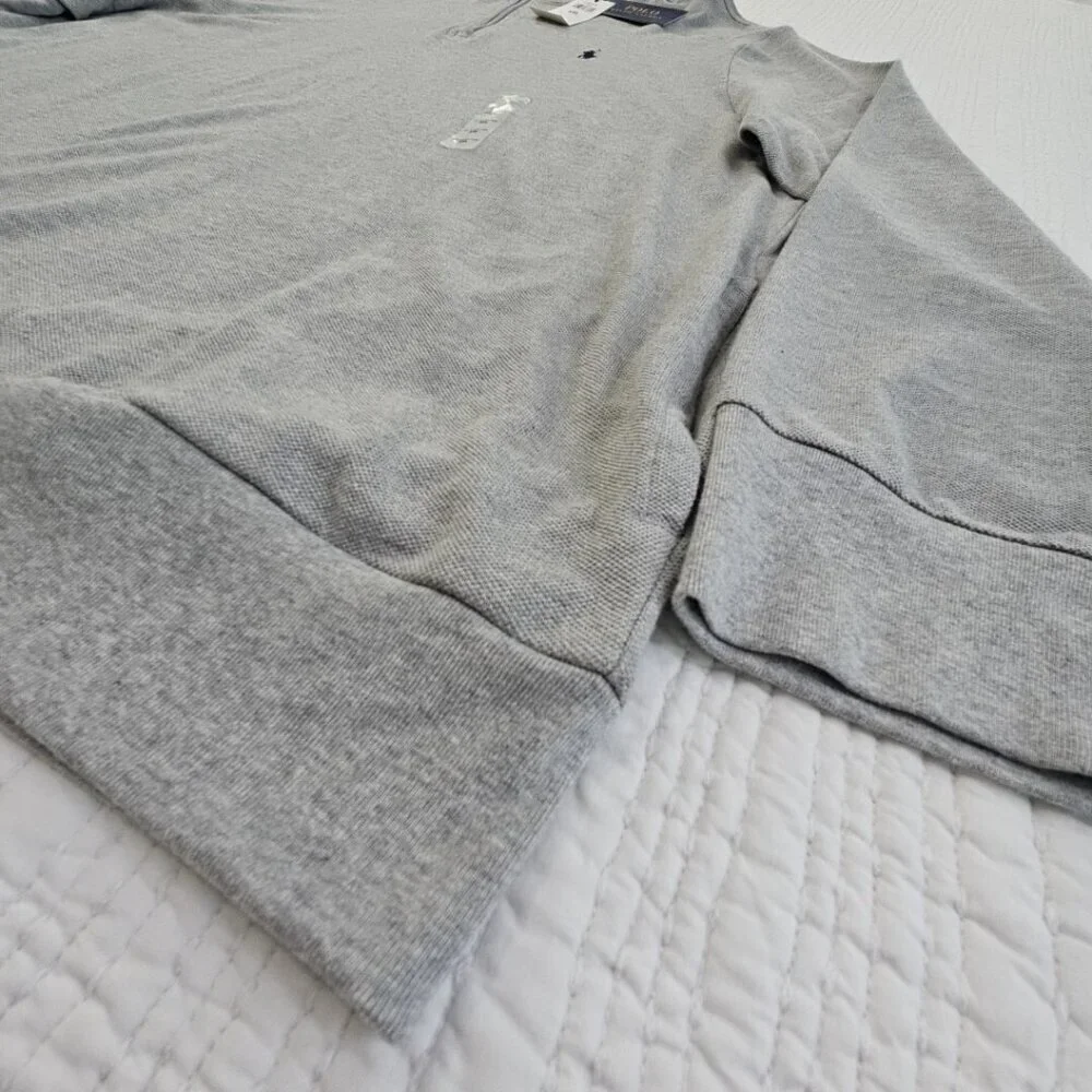 Polo Ralph Lauren‎ Men Big & Tall Pullover Grey XXL 1/4 Zip Double Knit Pony NWT